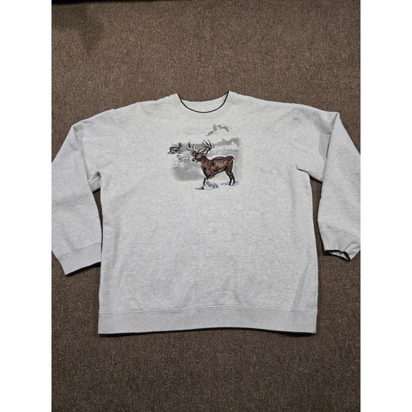 croft & barrow Other - Vintage Croft & Barrow Deer Embroidered Sweatshirt Buck Gray Outdoor XL Nature